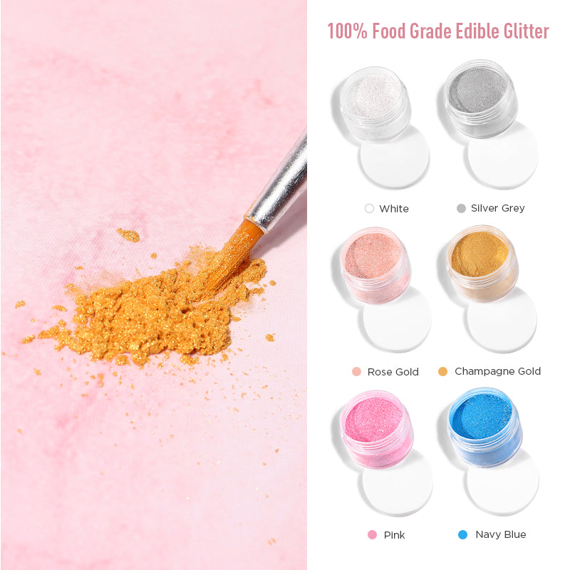 6pcs Set 4g Food Grade Luster Dust Metallic Edible Glitter Cake Decoration for Cocktail & Cake Art