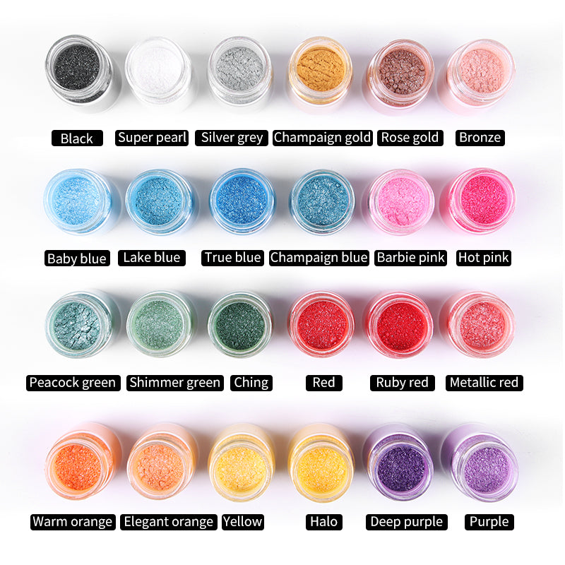 8g Glass Bottle 24 Colors Luster Edible Gold Dust Shimmer Edible Glitter for Drinks Chocolate Decoration