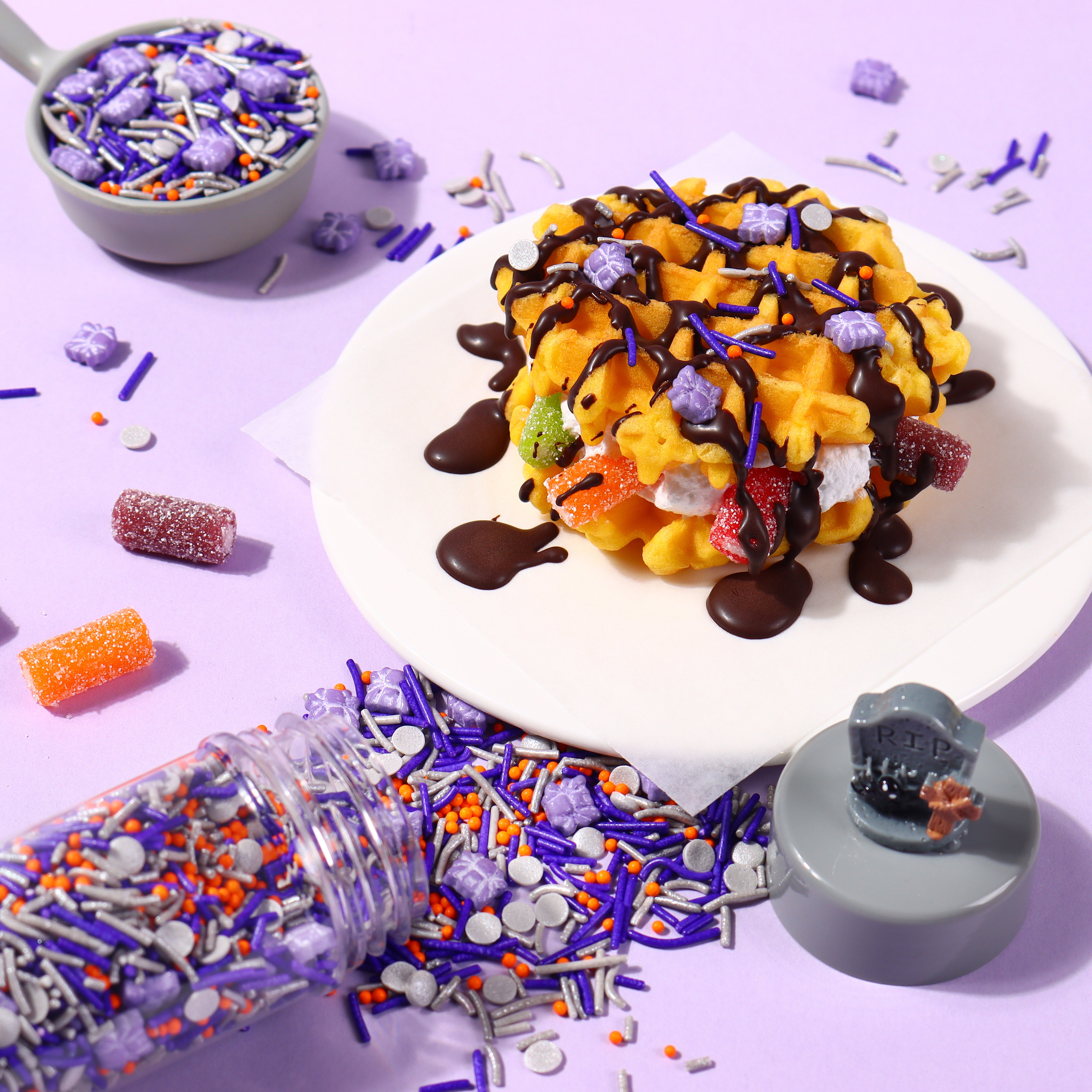 Purple Halloween Sprinkles Cupcakes Spider Shaped Candy Sprinkles Cake Decorations