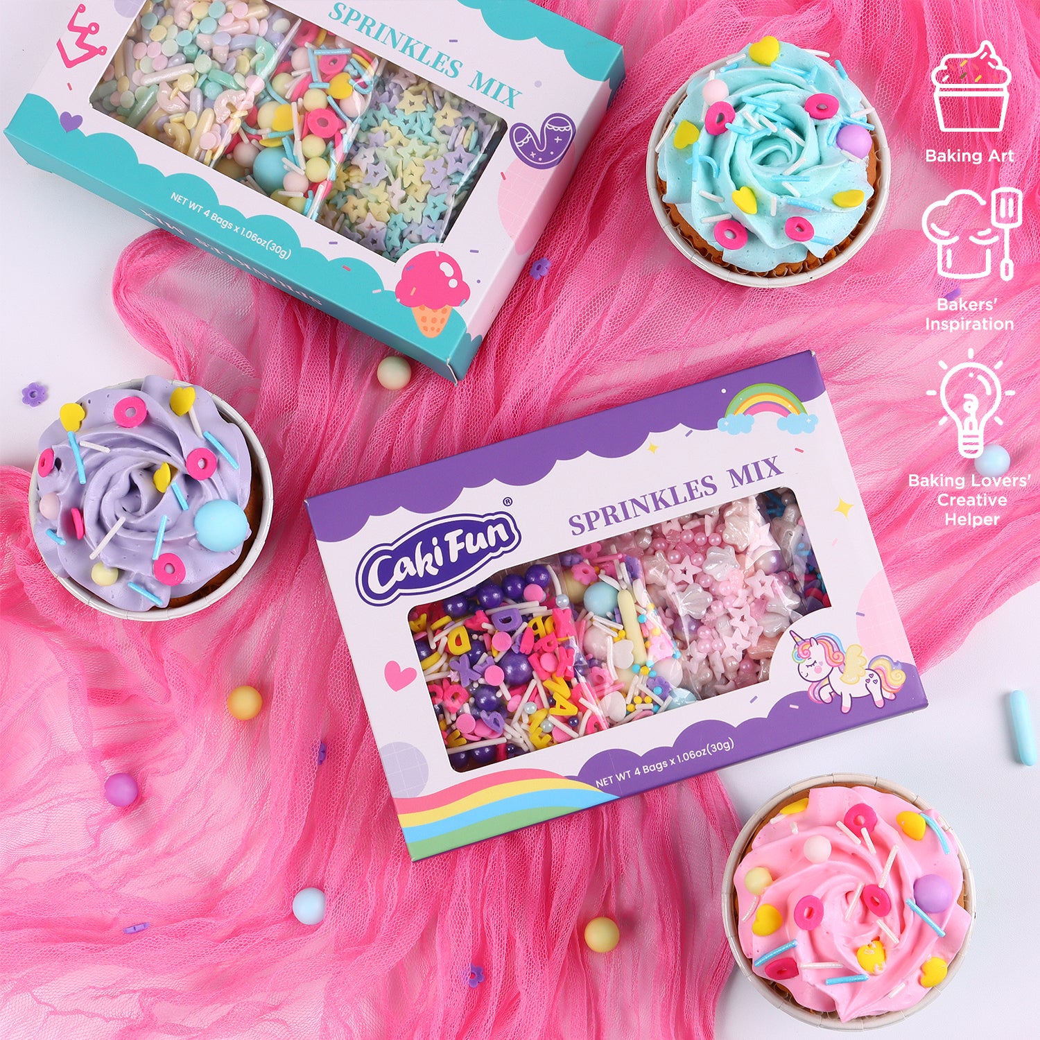 4-Piece Set Sprinkles Cake Decoration