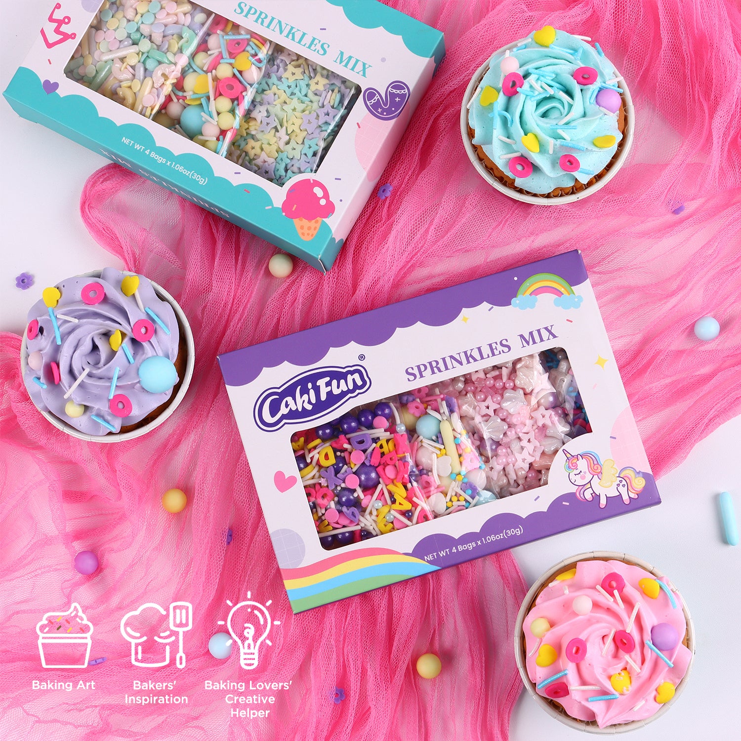 4-Piece Set Sprinkles Cake Decoration