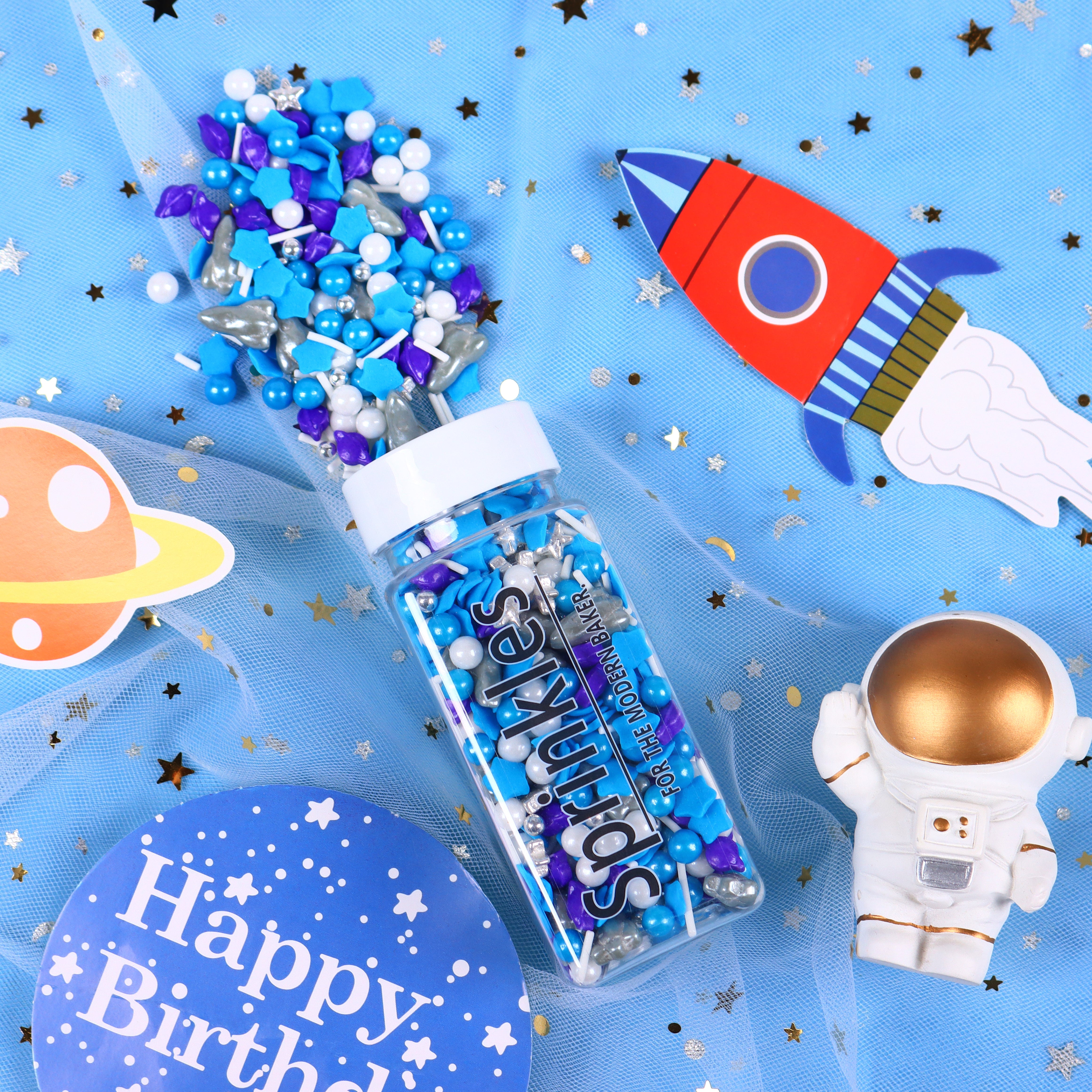 Galaxy Planet Rocket Edible Sliver Mixes Sprinkles